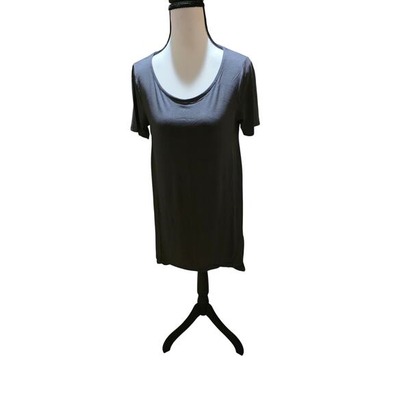 Zenana Gray Shark Bite Tunic Top Soft Stretch Knit Legging Friendly Shirt S - Picture 1 of 3